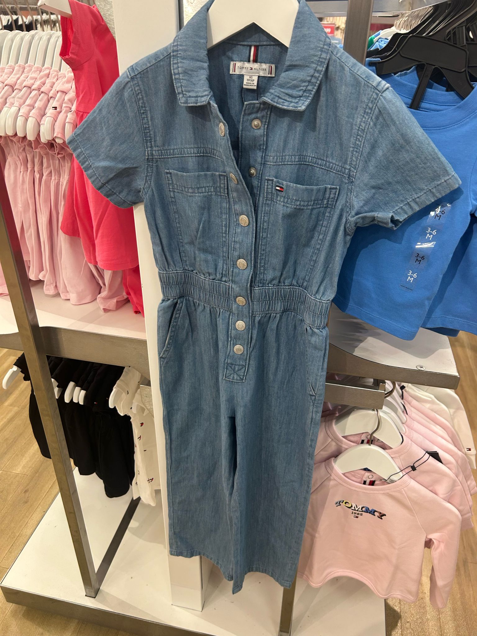 Tommy Girls' Chambray Jumpsuit