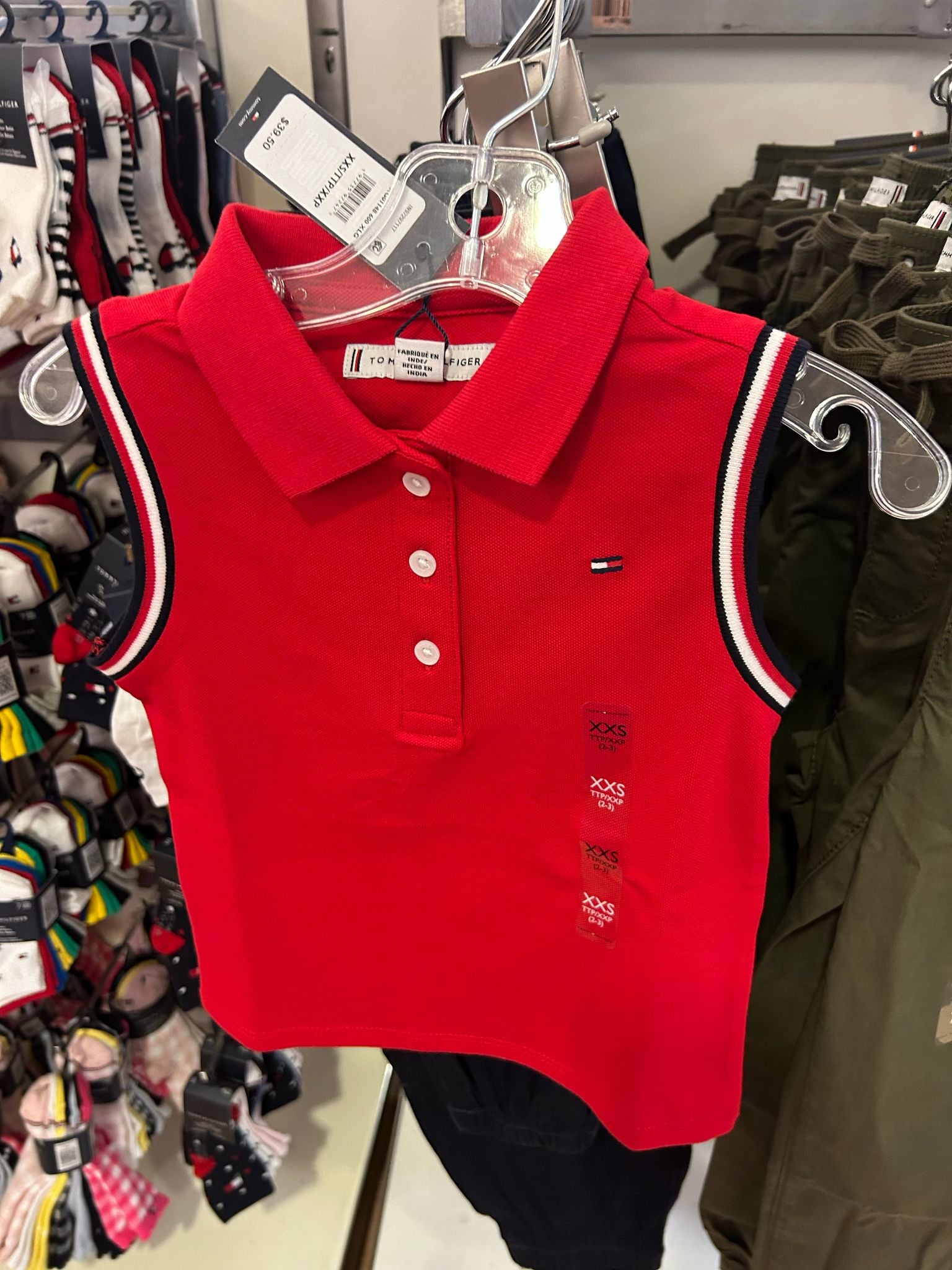 TOMMY Girls sleeveless polo shirt/ RED