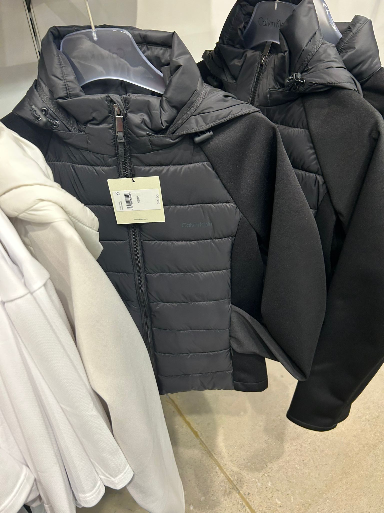 Calvin Klein WOMENS' Mixed Media Puffer Jacket Black Beauty