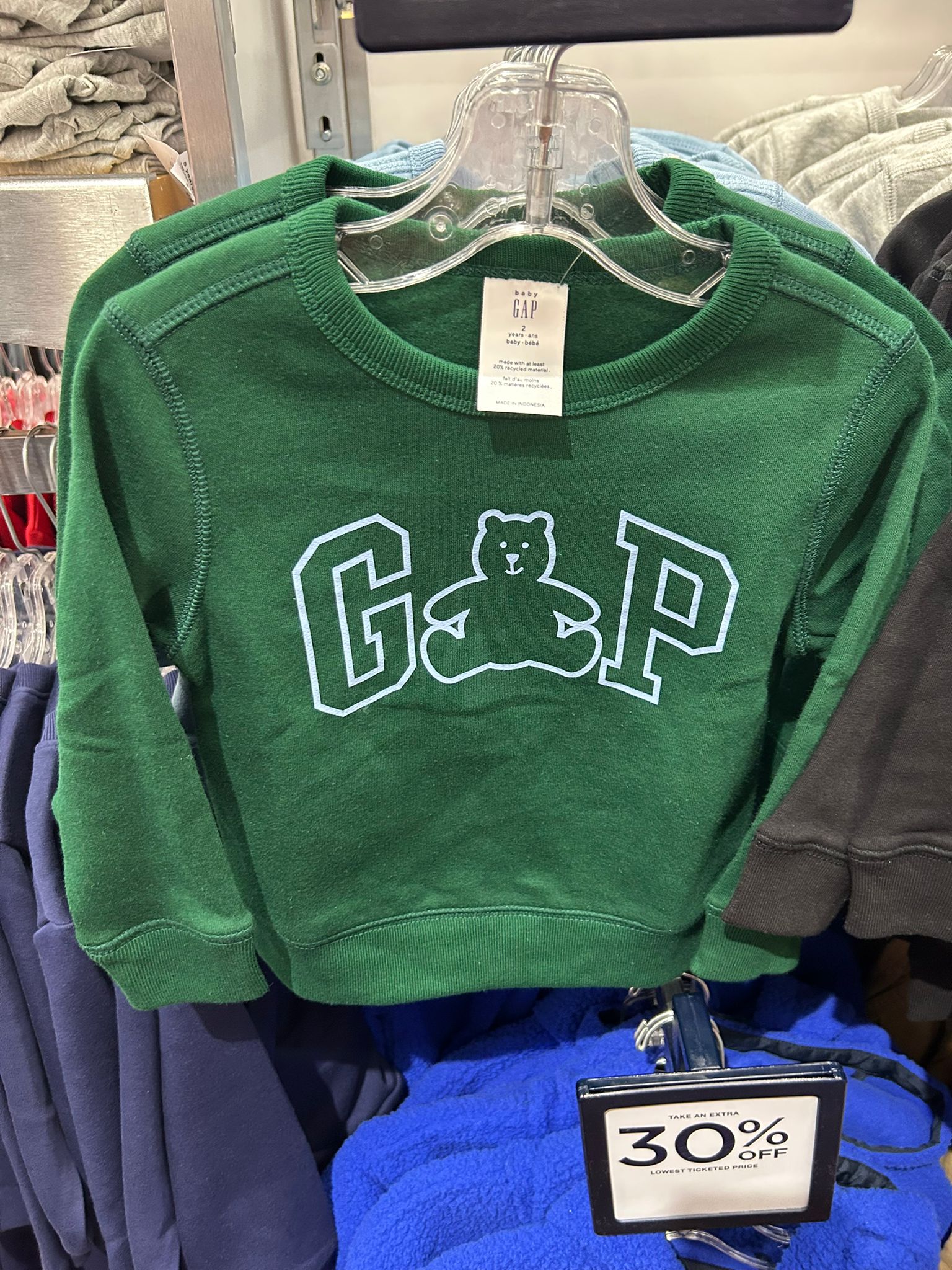 BabyBOY Gap | Logo Sweatshirt Evergreen Glamour Green
