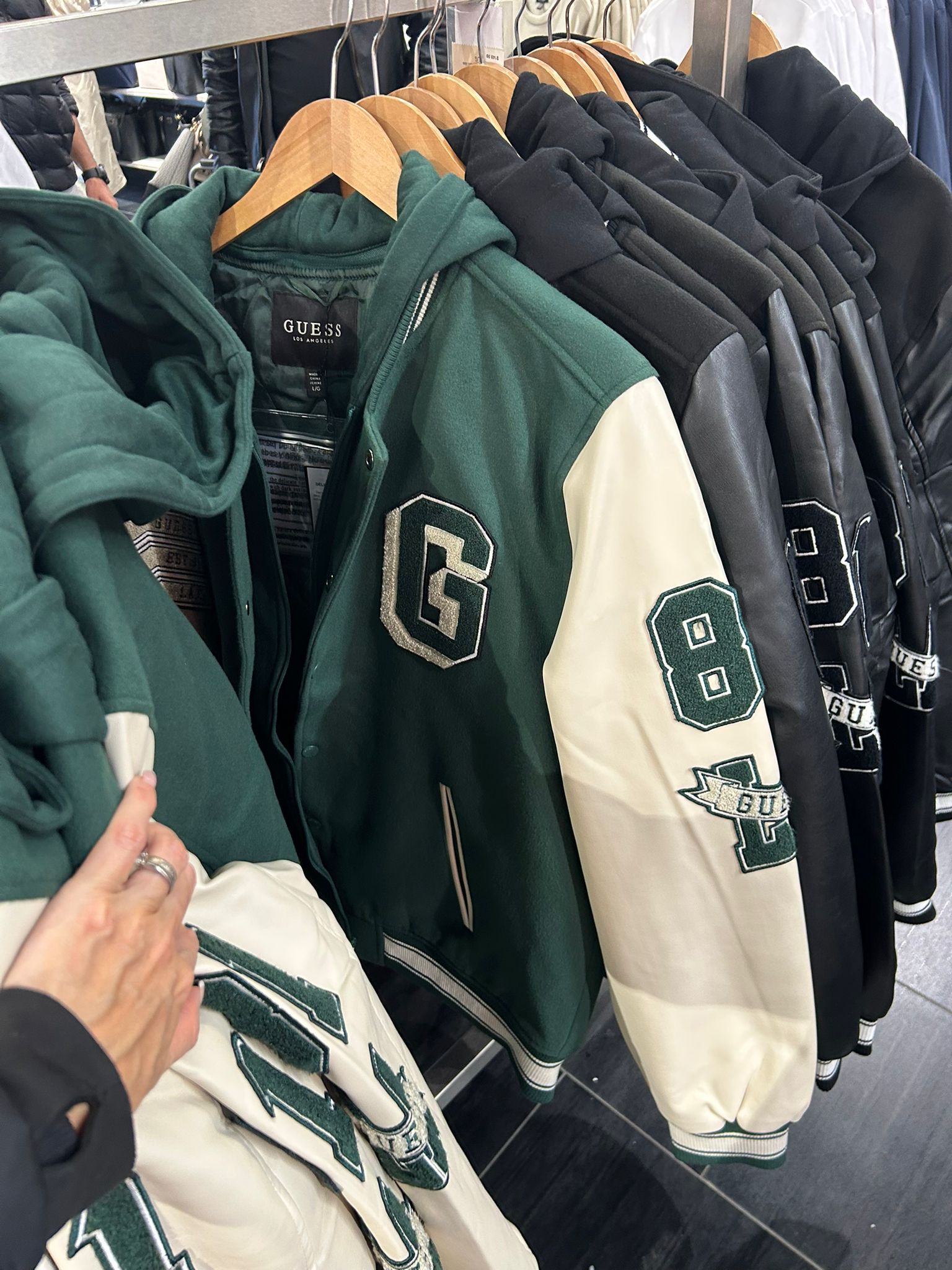 GUESS Mens' Lark Varsity Jacket Green