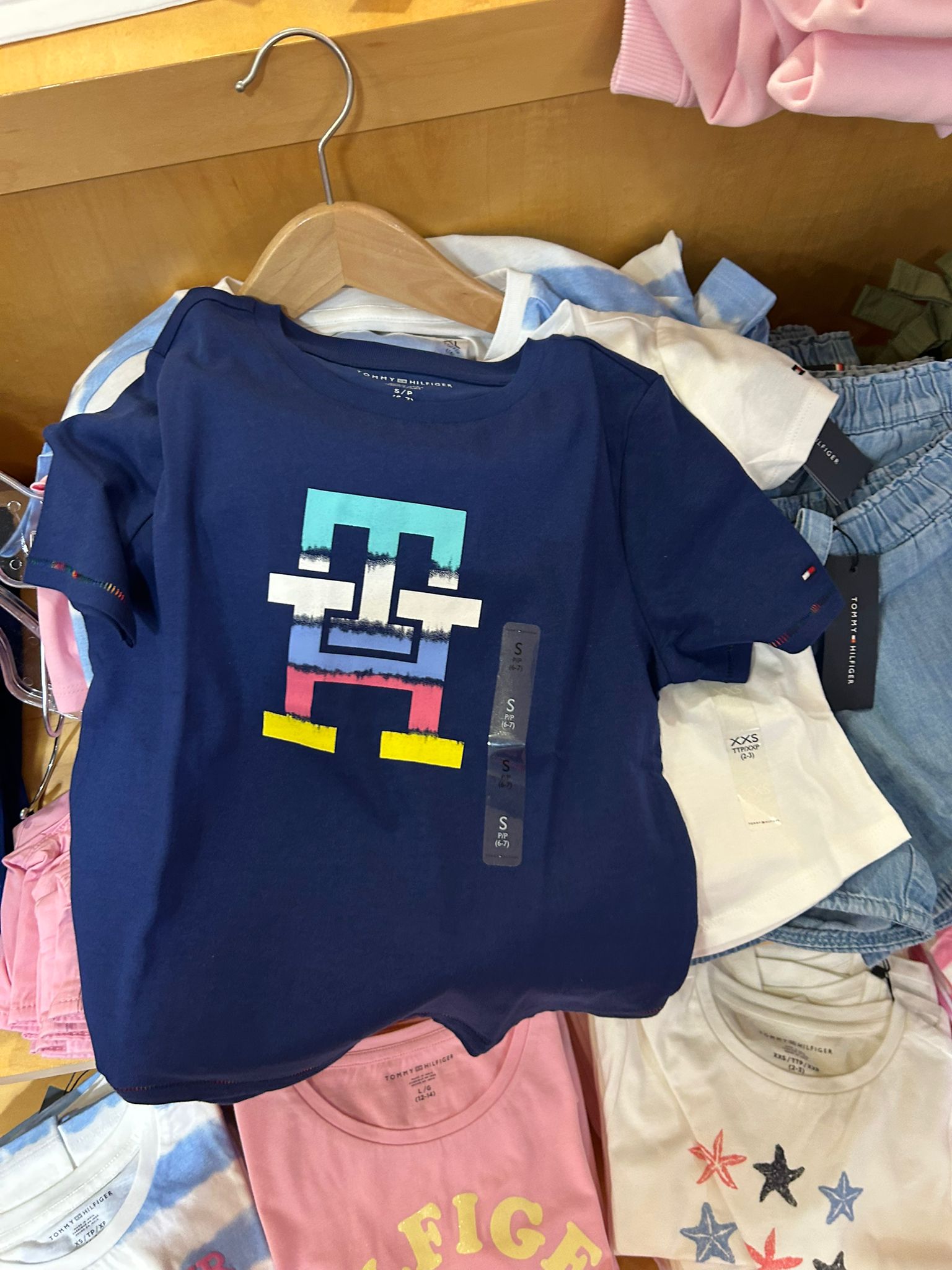 Tommy Hilfiger Girls Tie-Dye Monogram Logo T-Shirt/Blue Ink