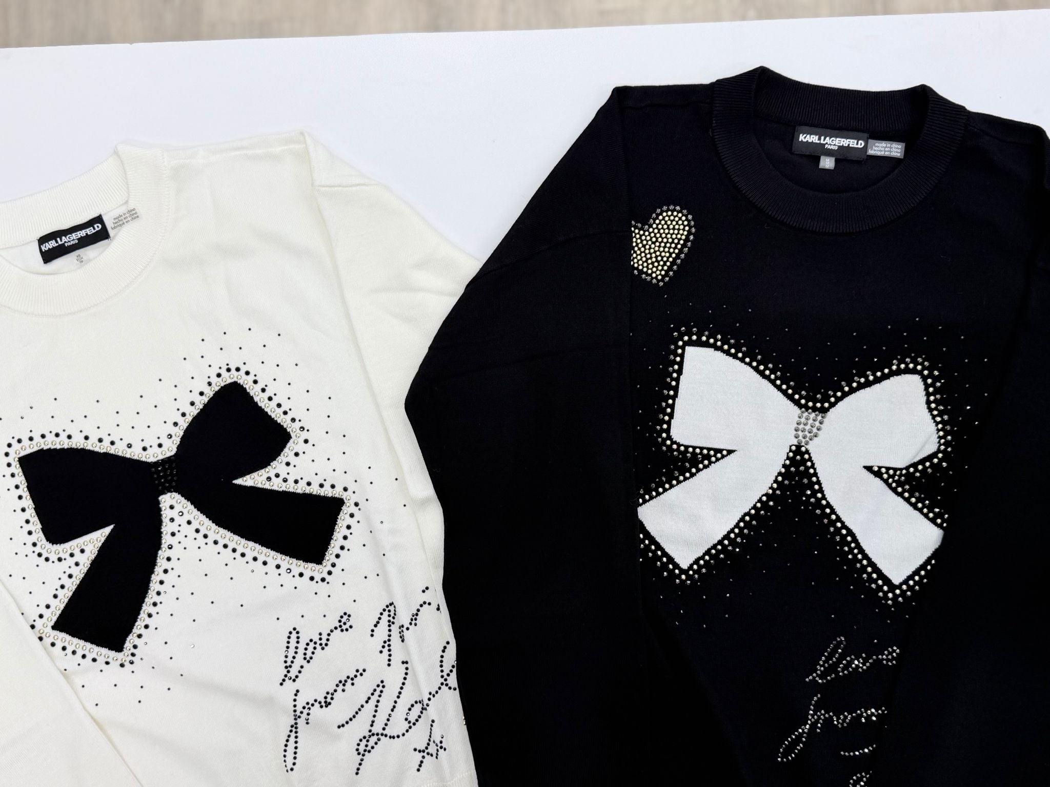 Karl Lagerfeld Paris Women's WHIMSY BOW SWEATER WHITE