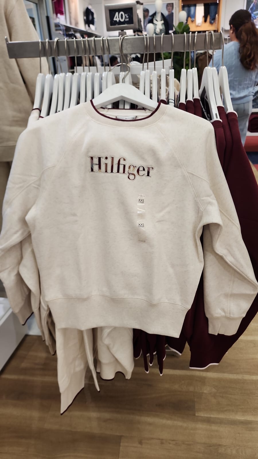 Womens' Tommy Plaid Hilfiger Logo Sweatshirt Dark Beige