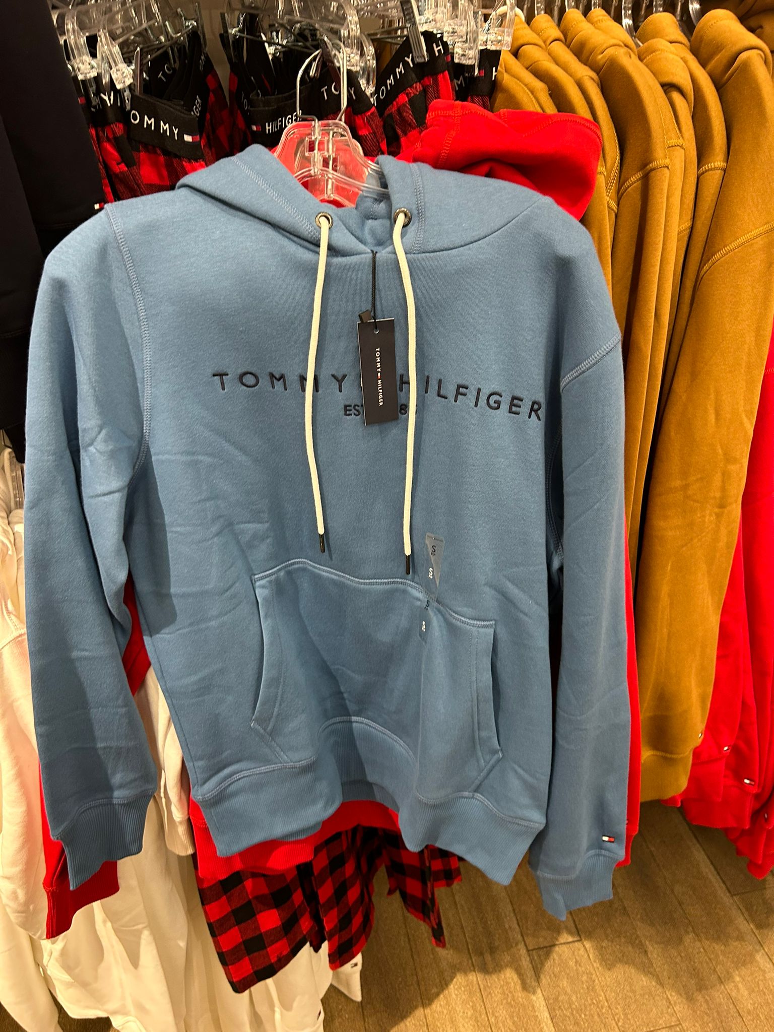 Tommy Mens' Embroidered Tommy Logo Hoodie Dusty Indigo