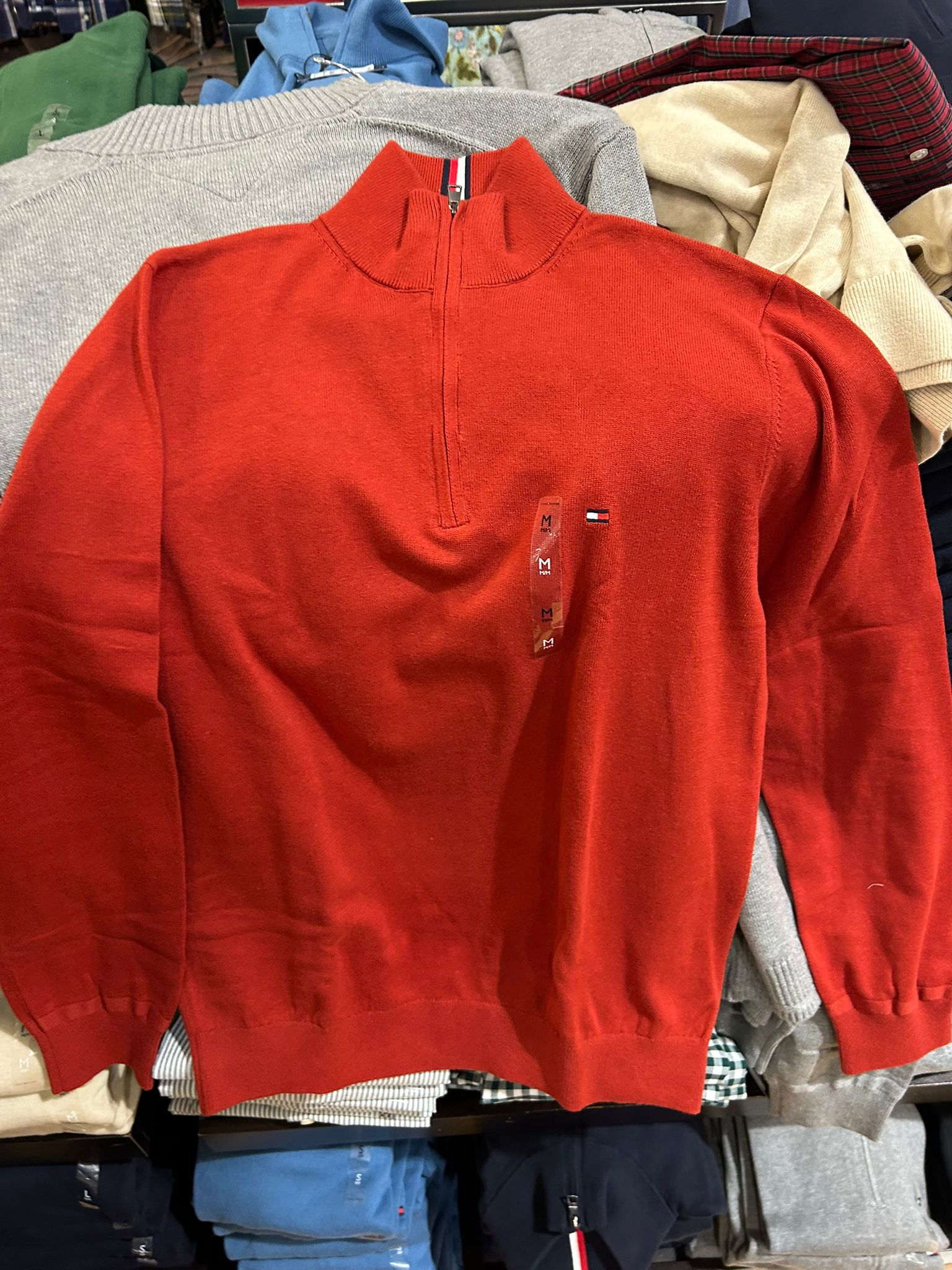 Tommy MENS' Classic Quarter-Zip Sweater Dark Magma