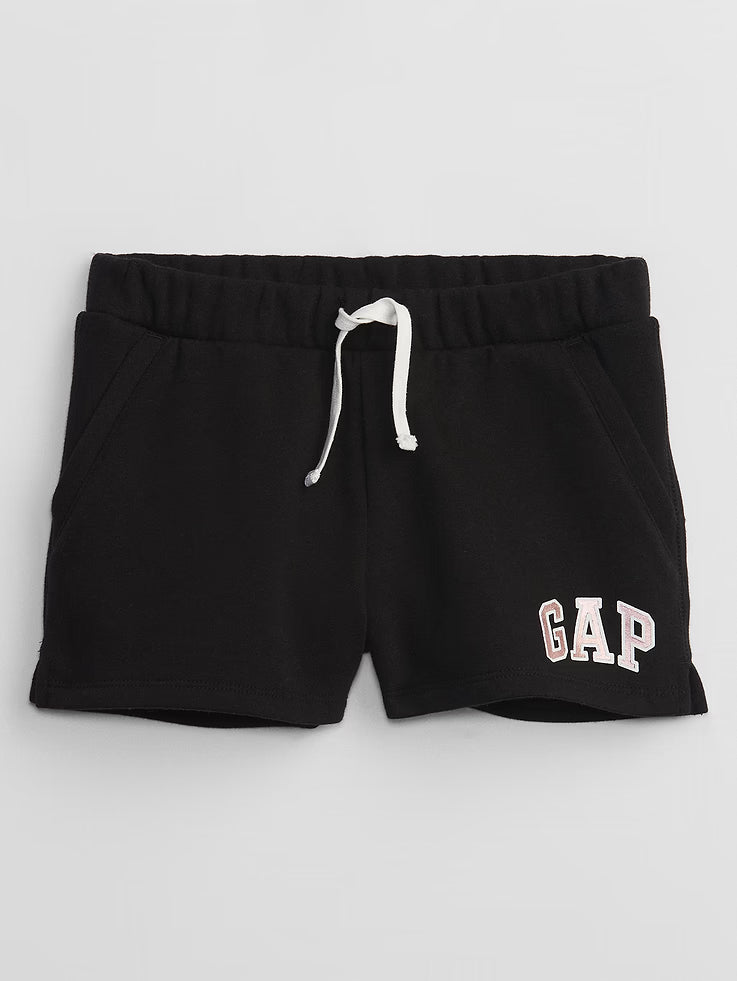 Girls' Relaxed Gap Logo Pull-On Shorts-Black Logo