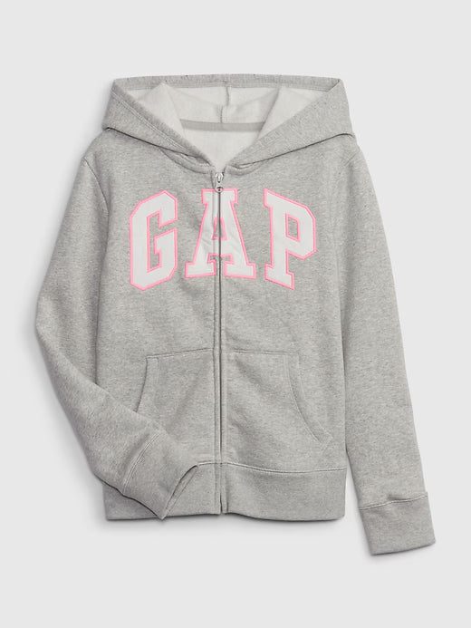 GapGirls Arch Logo Zip Hoodie Heather Grey