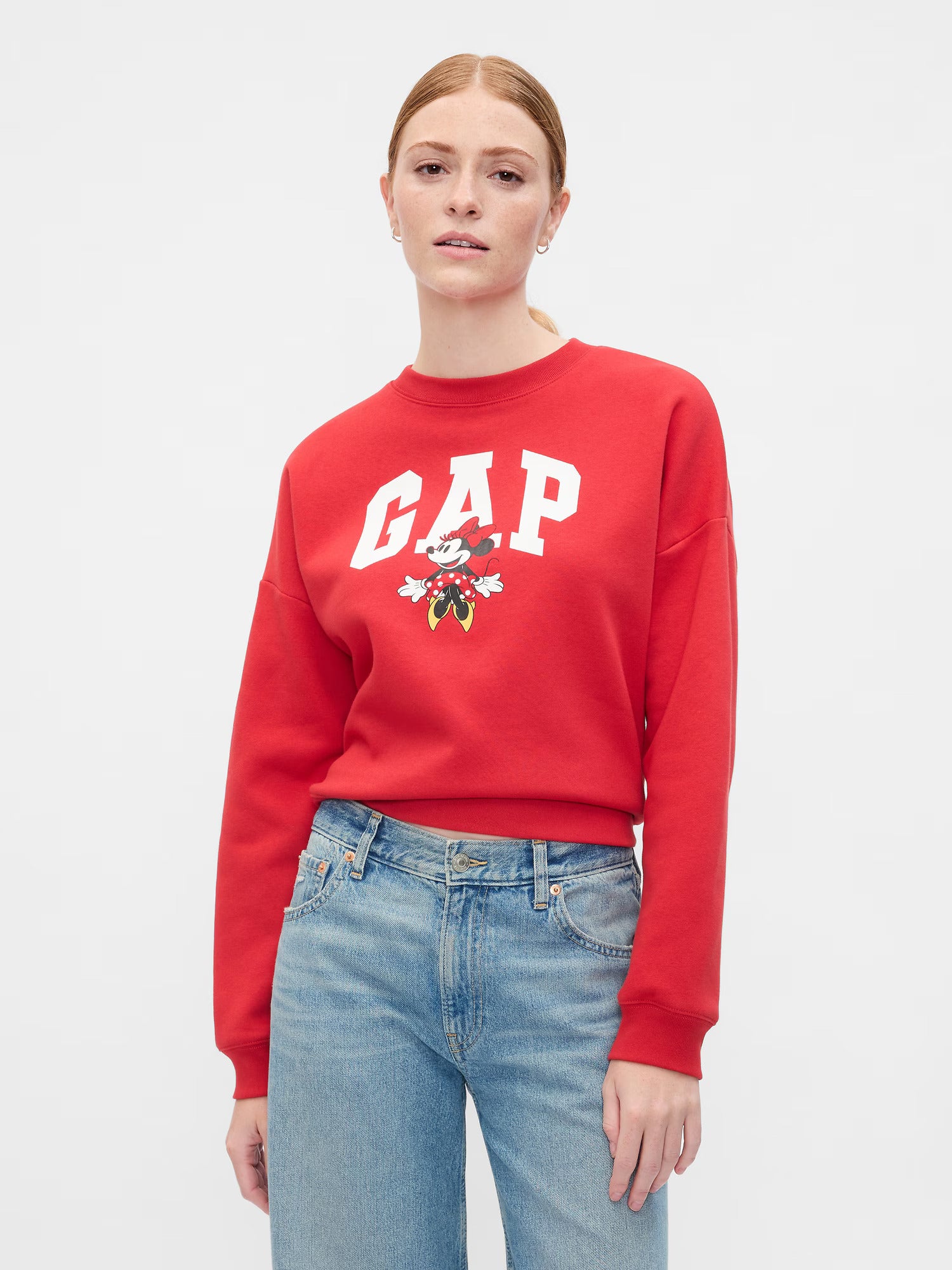 Women Gap × Disney Minnie Mouse Oversized Gap Logo Sweatshirt/Red