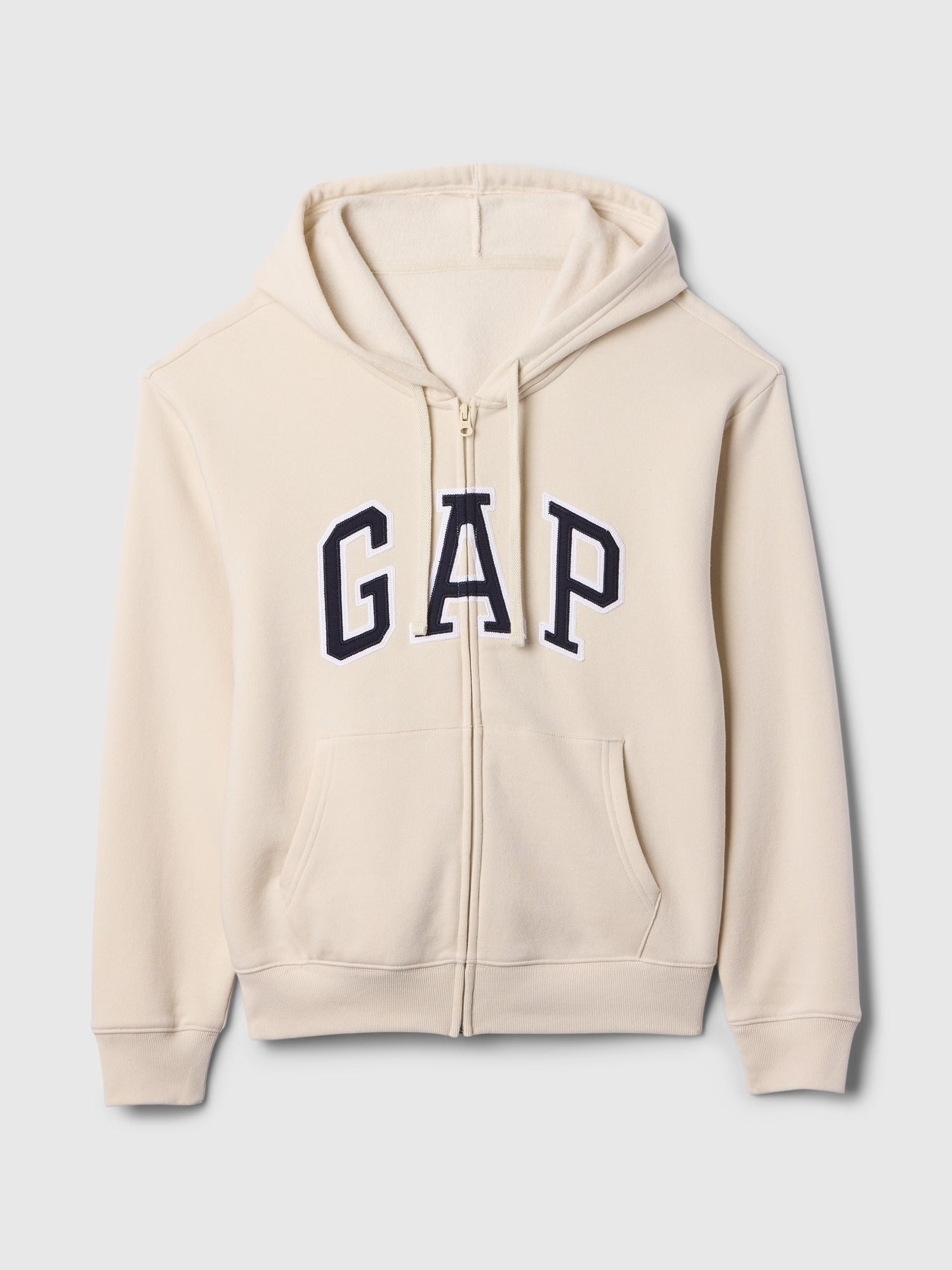 Women Relaxed Gap Logo Zip Hoodie/ tan chino