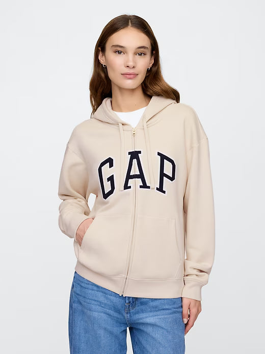 Womens' Relaxed Gap Logo Zip Tan Chino