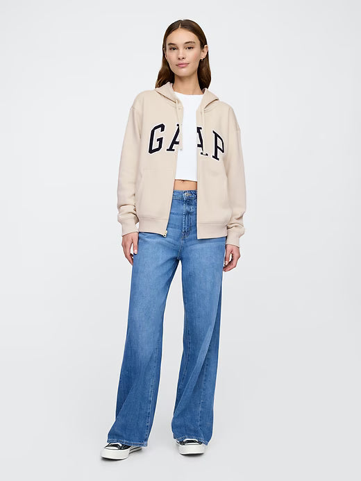 Womens' Relaxed Gap Logo Zip Tan Chino