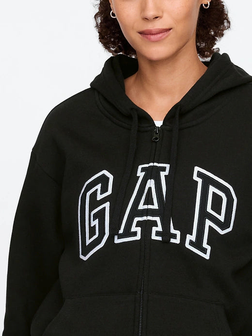 Womens' Relaxed Gap Logo Zip Hoodie BLACK
