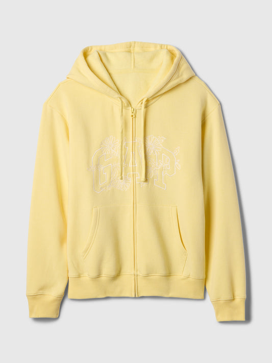 WOMENS' GAP Relaxed Gap Logo Zip Hoodie-YELLOW