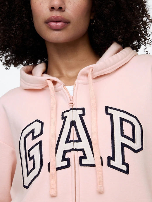 Womens' Relaxed Gap Logo Zip Hoodie Misty Pink Rose