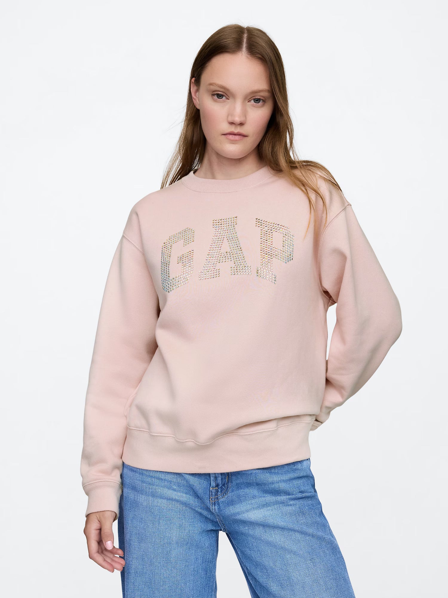 Women Gap Logo Sweatshirt/dull rose pearls