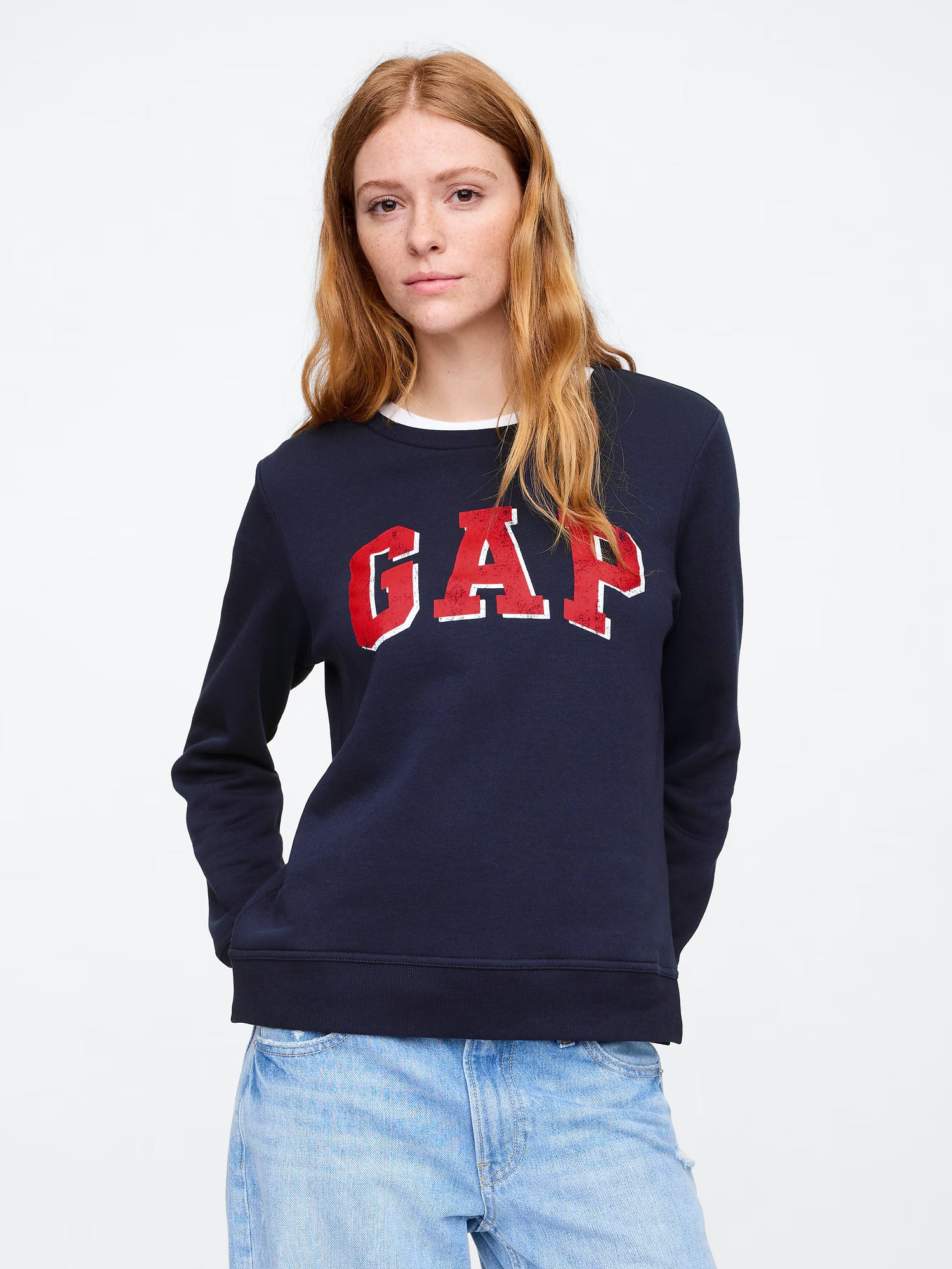 WOMEN Relaxed Gap Logo Sweatshirt/navy uniform