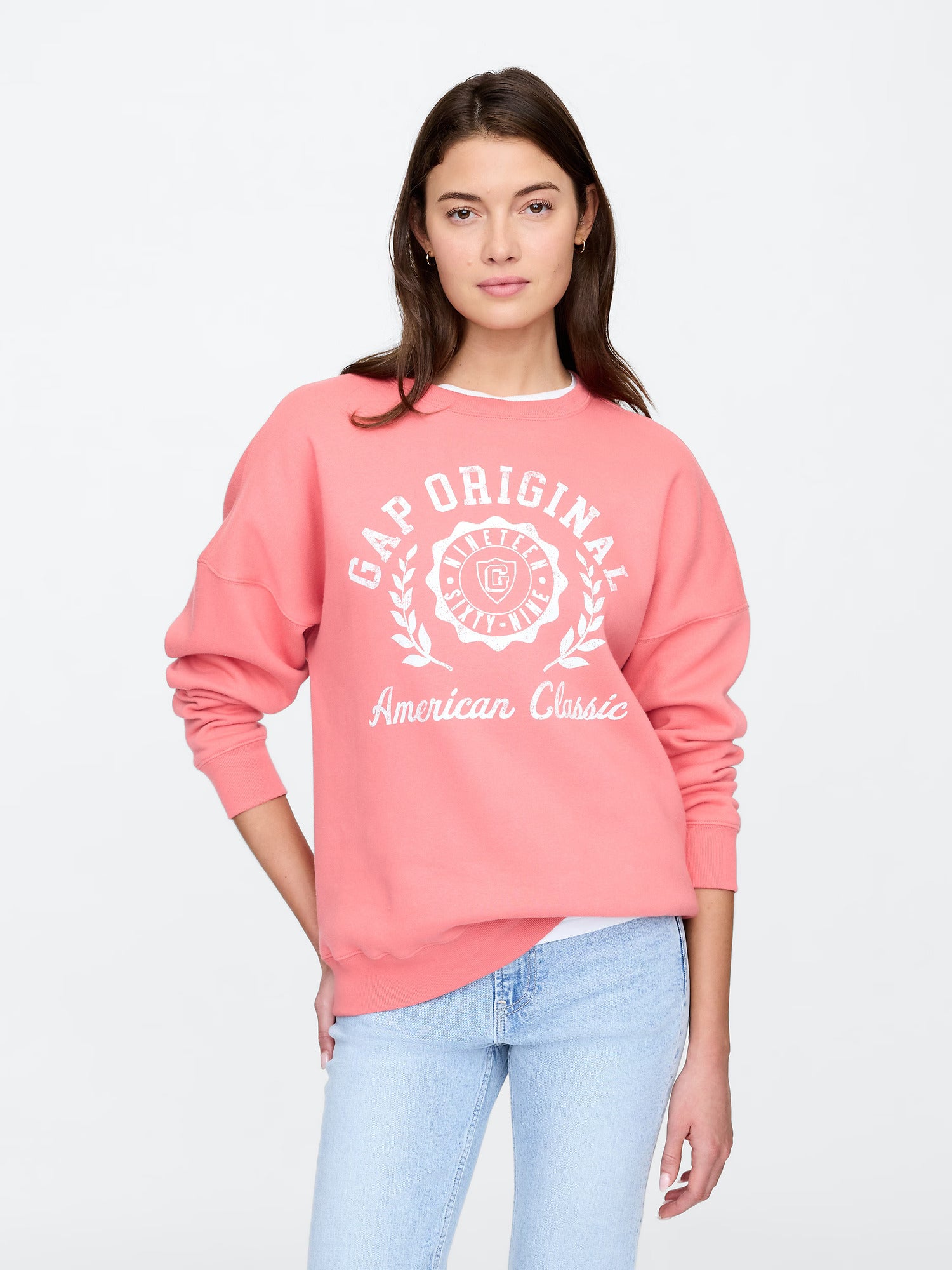 WOMEN Oversized Gap Graphic Sweatshirt/watermelon ice