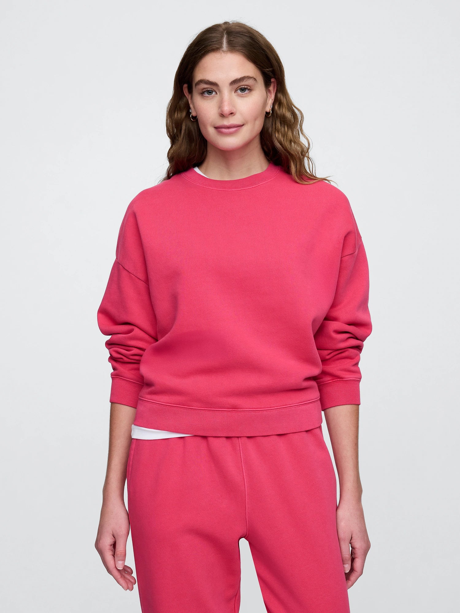 WOMEN GAP Oversized Crewneck Sweatshirt/raspberry