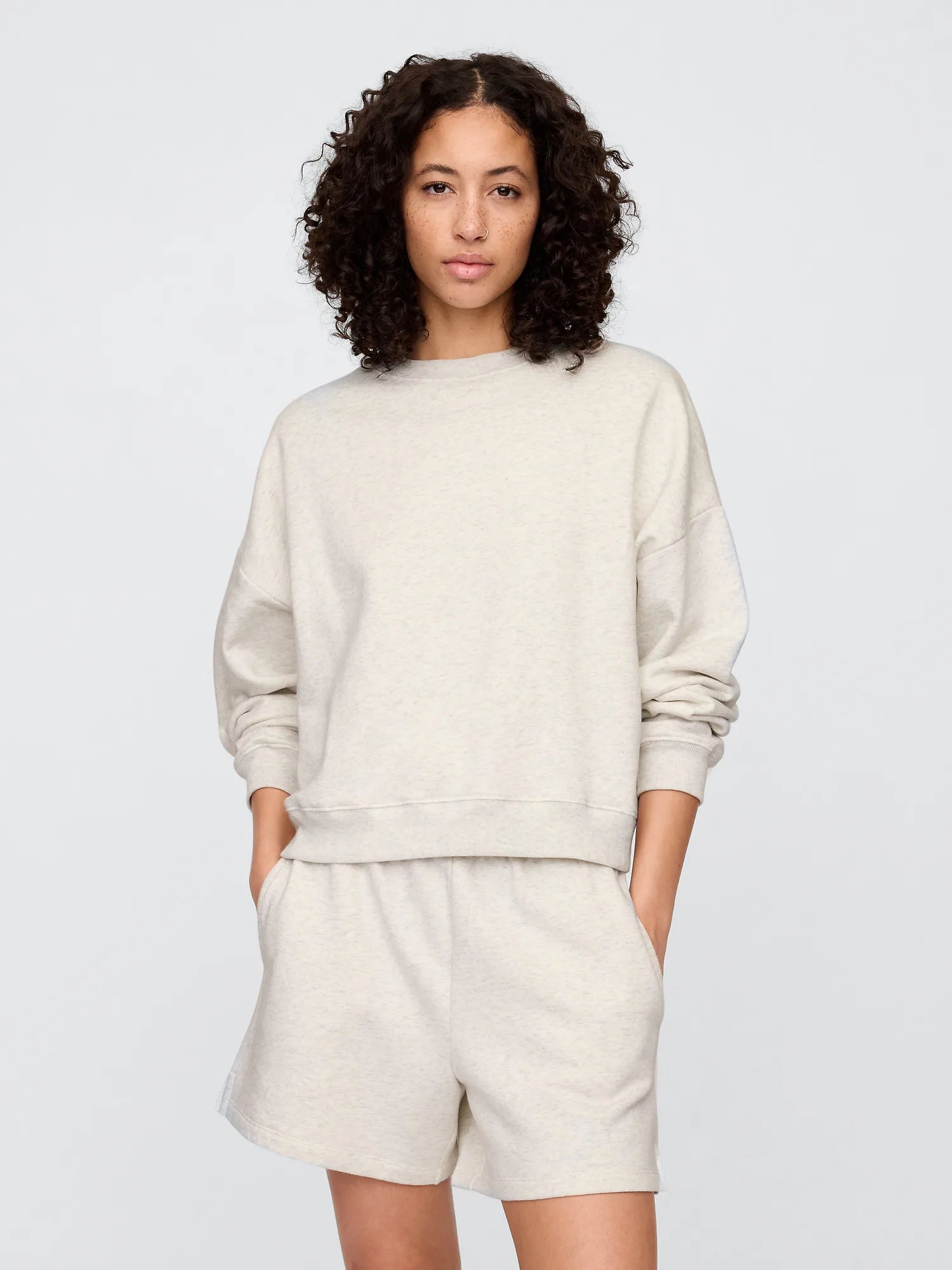 WOMEN GAP Oversized Crewneck Sweatshirt/pale grey heather