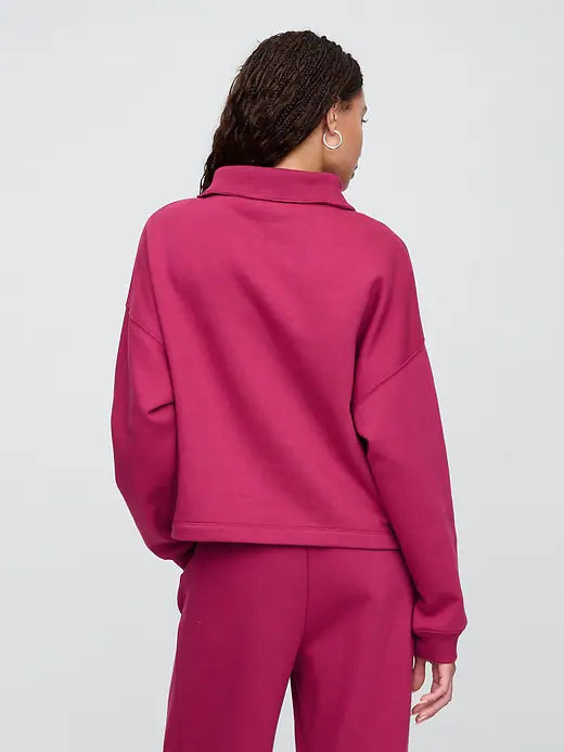 Womens' GAP Oversized Quarter-Zip Sweatshirt Cerise