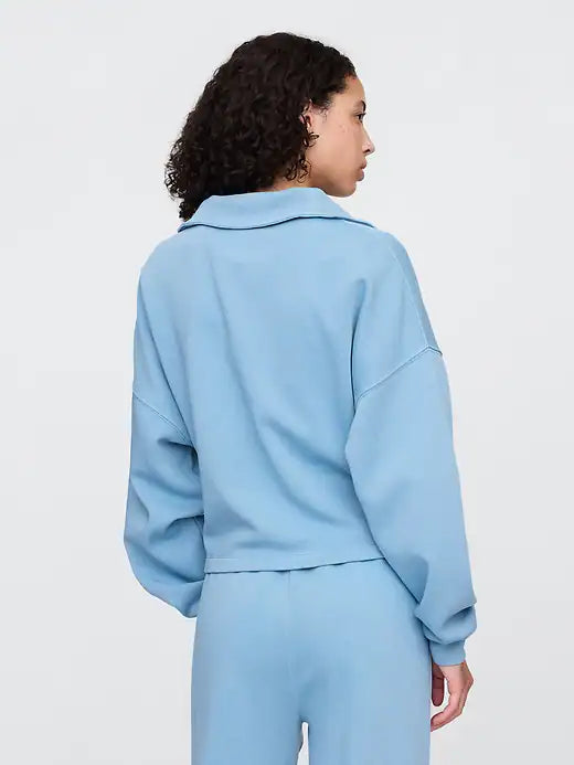 Womens' GAP Oversized Quarter-Zip Sweatshirt Blue Stone