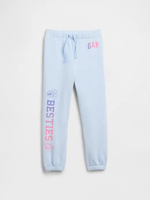 BabyGirl Gap × Disney Relaxed Logo Pull-On Joggers Serene Blue Minnie Mouse Daisy
