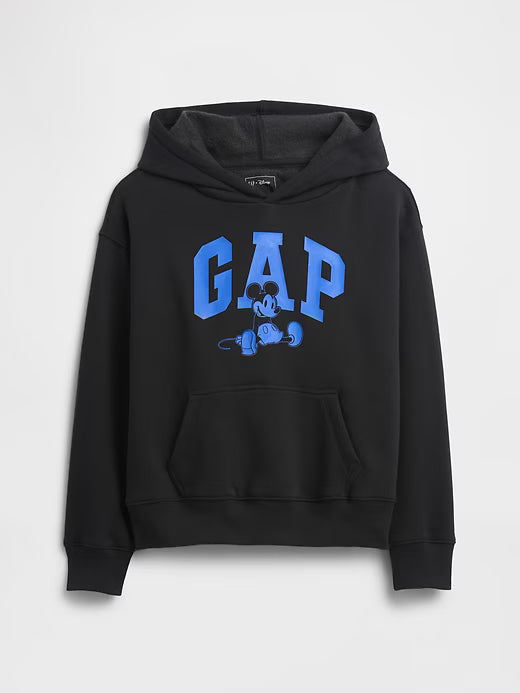GapKids × Disney Mickey Mouse Relaxed Logo Hoodie Disney Family Black Moonless Night