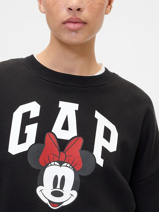 Womens' Gap × Disney Minnie Mouse Oversized Logo Sweatshirt Disney Family Black