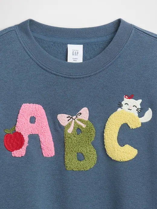 Gap BabyGirl Oversized Graphic Sweatshirt Blue Ridge Alphabet