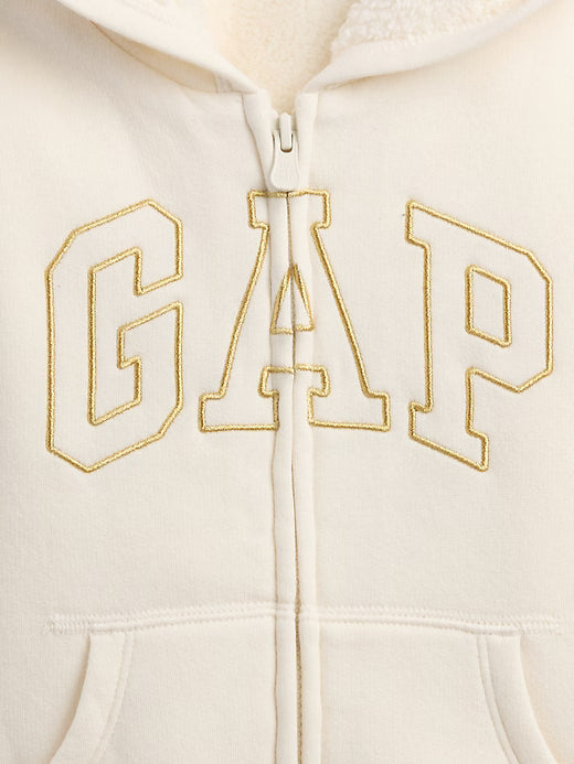 Gap BabyGirl Sherpa Logo Hoodie Ivory Cream Frost