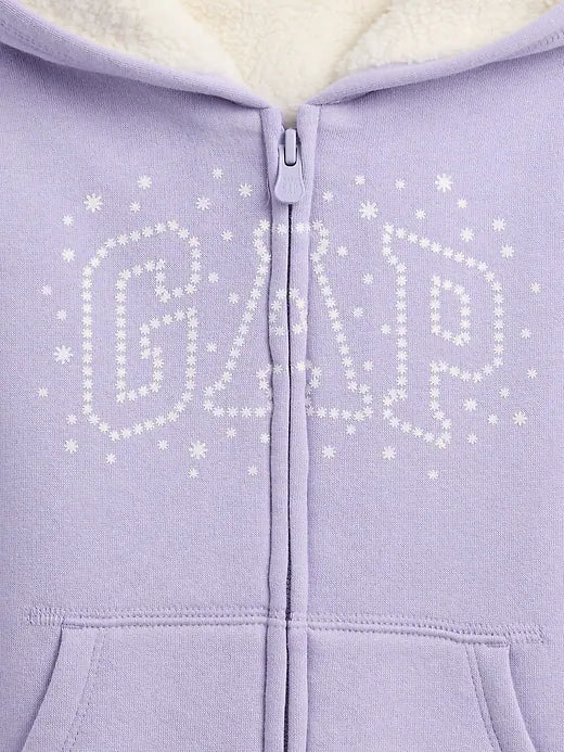 Gap BabyGirl Sherpa Logo Hoodie Purple Orchid