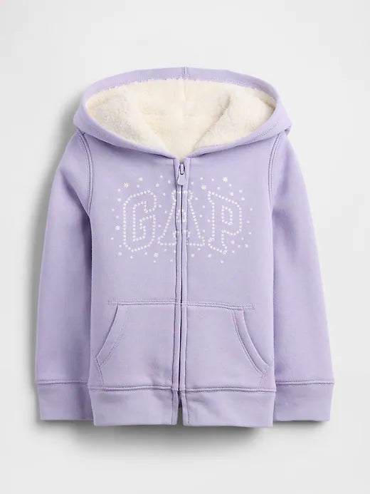 Gap BabyGirl Sherpa Logo Hoodie Purple Orchid