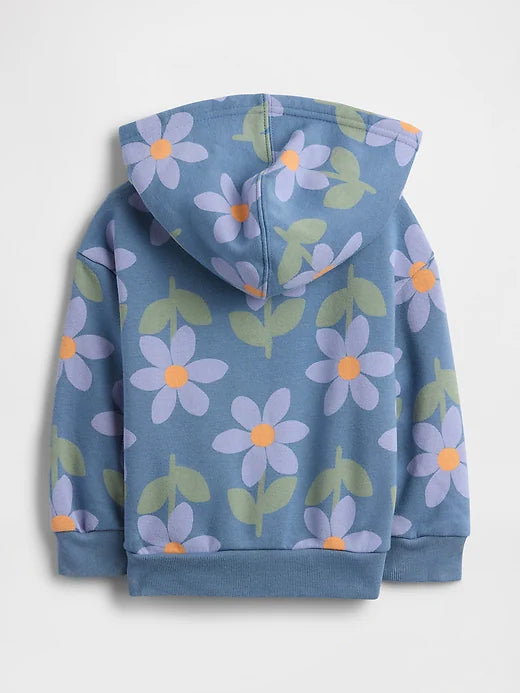 Gap BabyGirl × Disney Relaxed Logo Hoodie Cornflower Blue Flowers
