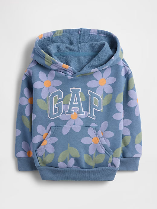 Gap BabyGirl × Disney Relaxed Logo Hoodie Cornflower Blue Flowers