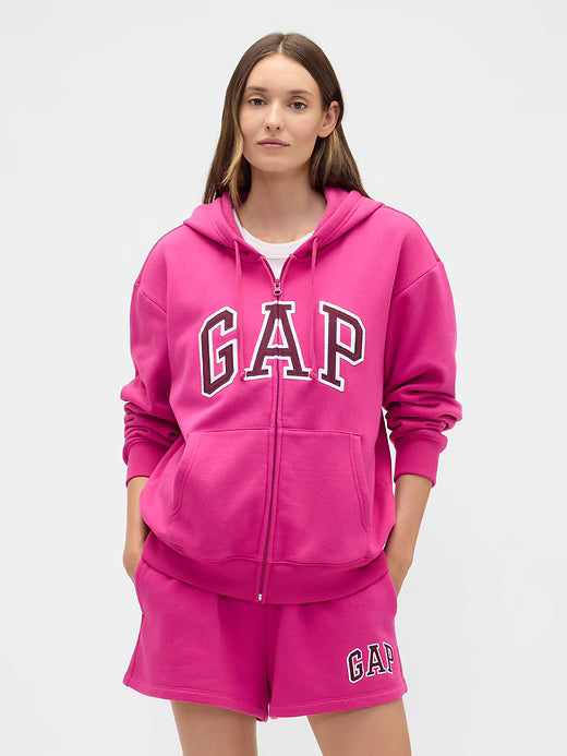 Womens' Relaxed Gap Logo Zip Hoodie  Bright Fuchsia Pink