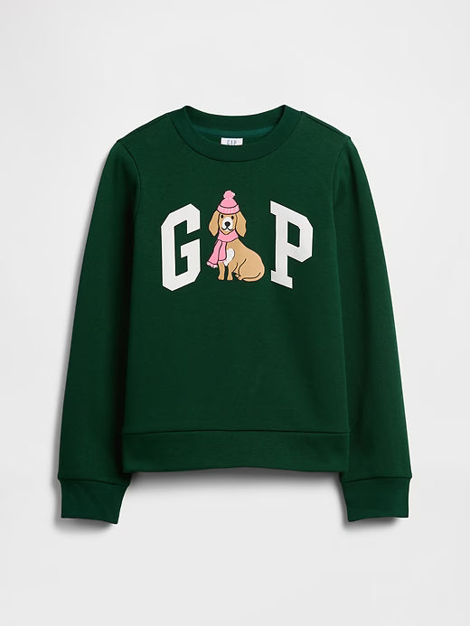 Girls Gap Graphic Sweatshirt Evergreen Glamour Green