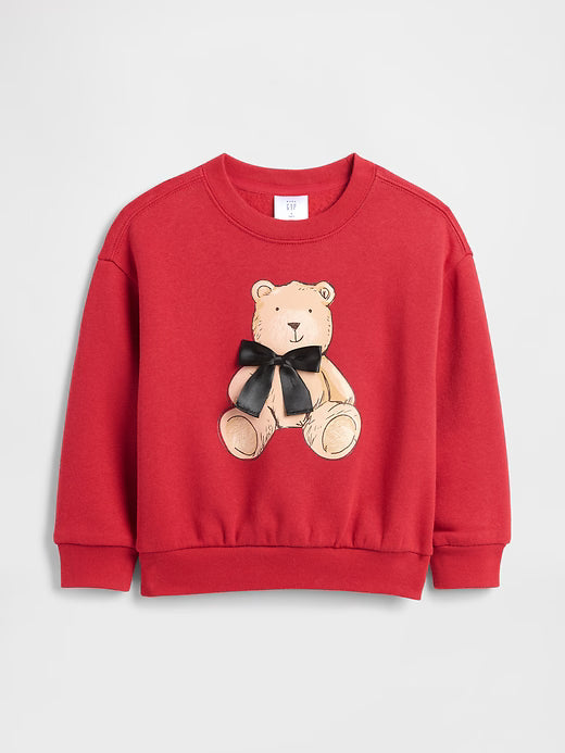 Gap BabyGirl Oversized Graphic Sweatshirt Modern Red Bear