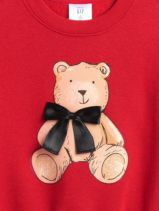 Gap BabyGirl Oversized Graphic Sweatshirt Modern Red Bear
