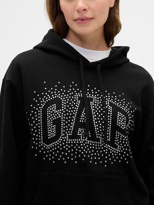 Womens' Relaxed Gap Logo Hoodie Black Shine