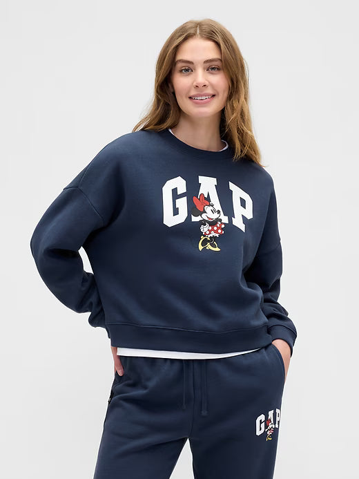 Womens' Gap × Disney Minnie Mouse Oversized Logo Sweatshirt  Disney Family Bedrock Navy