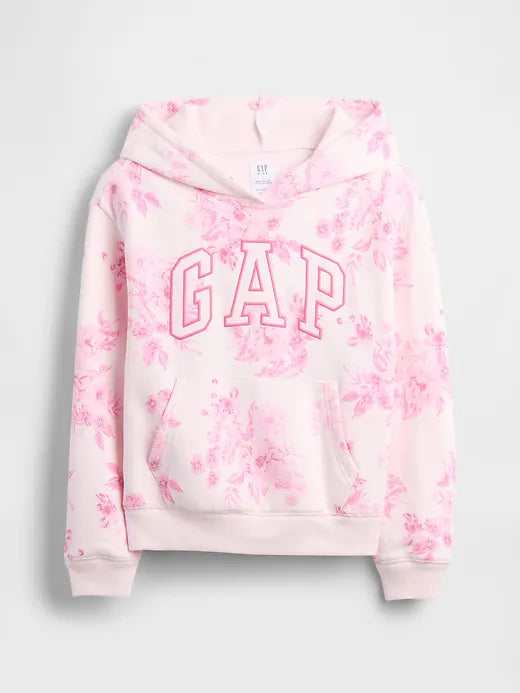 Girls Gap Purple Relaxed Gap Logo Zip Hoodie Pink Floral Print