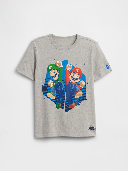 GapKids Super Mario Graphic T-Shirt-Grey