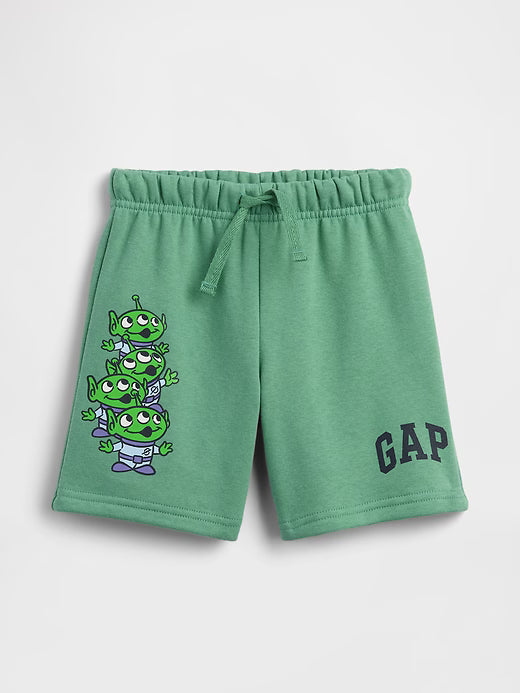 babyGap × Disney Relaxed Logo Pull-On Shorts-Arctic Green Toy Story Aliens