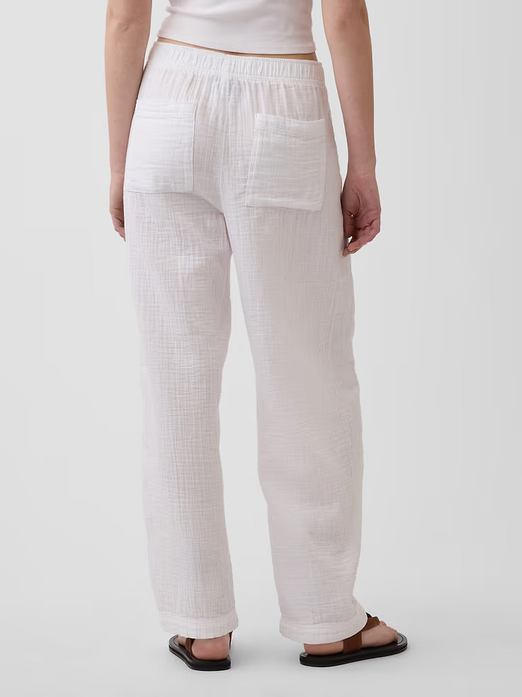 Gap Women's Cotton Gauze Easy Barrel Pants- Fresh White