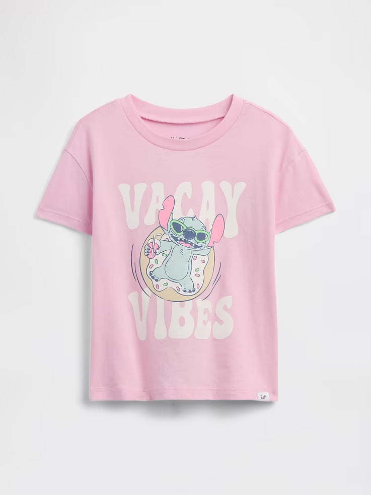 babyGap × Disney Graphic T-Shirt-Primrose Pink Vacay Vibes Stitch