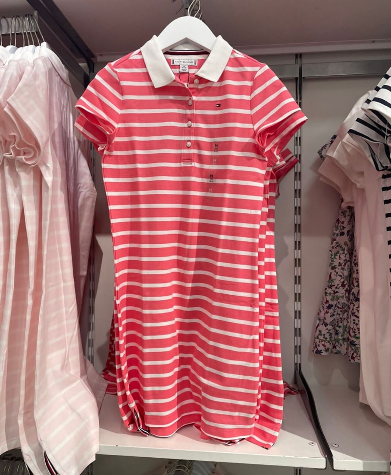 Tommy Hilfiger Kids' Stripe Stretch Pique Polo Dress - Pink