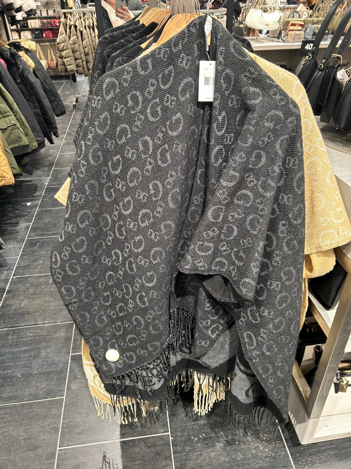 Guess Womens' Reversible Ruana Black