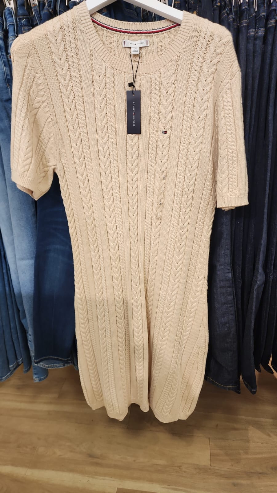 Tommy Womens'  Short-Sleeve Cable Knit Sweater Dress