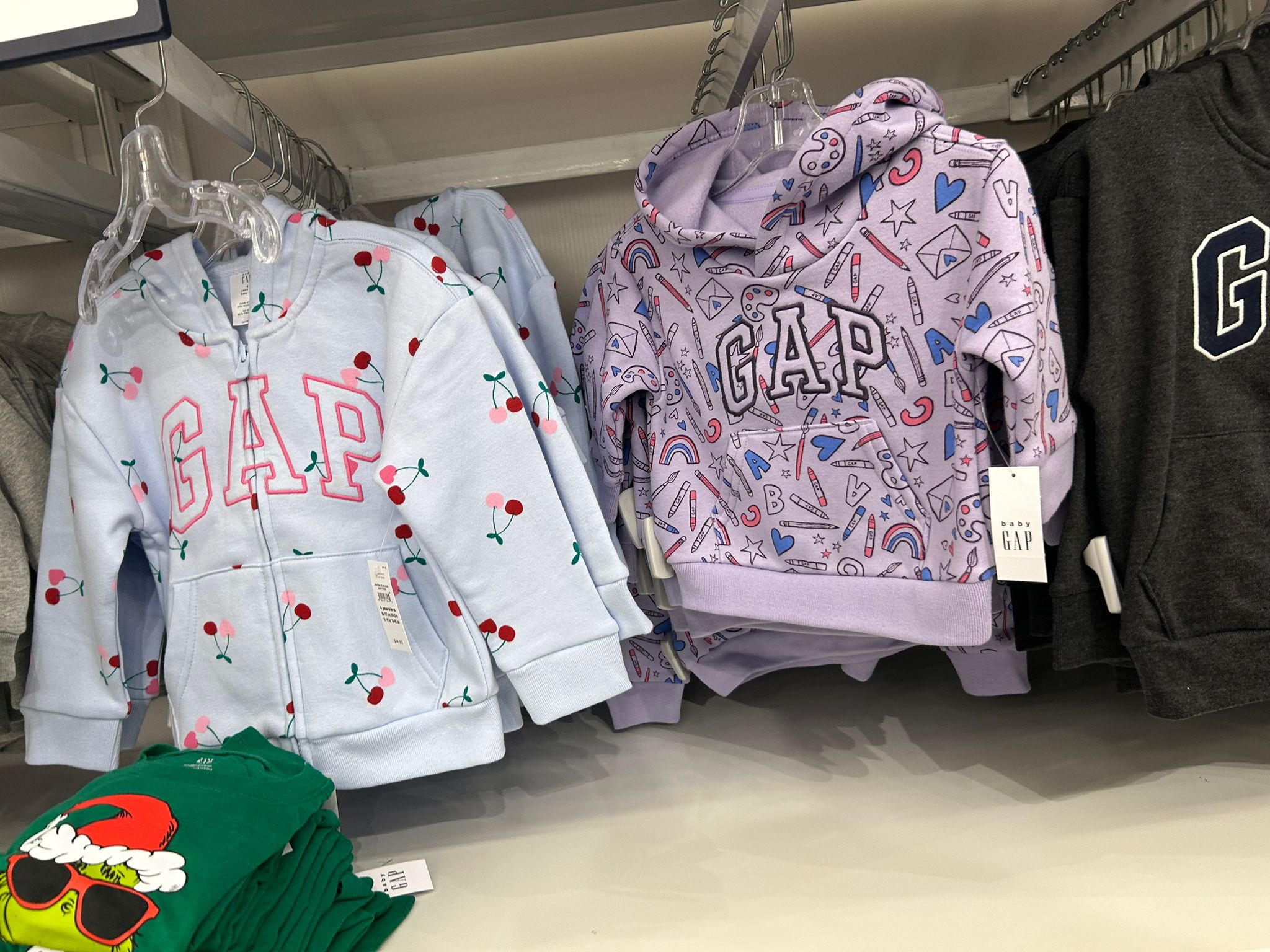 Gap BabyGirl Logo Zip Hoodie Bow Print Serene Blue